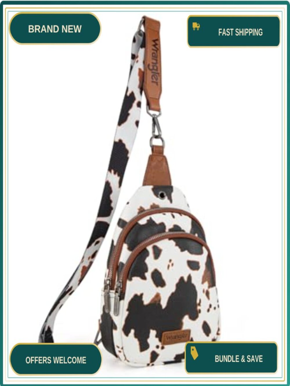 Cow Print Crossbody Sling Bag Fanny Pack Chest Purse Backpack